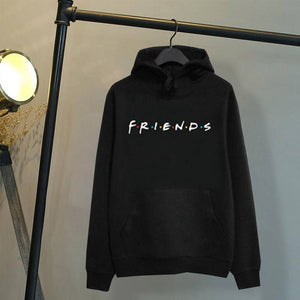 Women Friends Hoodies Harajuku Letters Print Pocket Warm Thicken Pullovers Hip Hop Loose Solid Female Sweatshirts