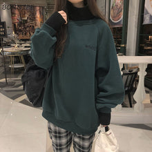 Charger l&#39;image dans la galerie, Hoodies Women Autumn Winter Trendy Embroidery Korean Style Simple Casual Kawaii Ulzzang Oversize Womens Clothing Chic Streetwear