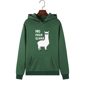 Women Hoodies Sweatshirts Hooded Sweatshirt Funny Animal Llama Print Autumn Winter Pullover Female Hoodie Tops Clothes Outwear