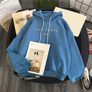 Plus Velvet Hoodies For Women Autumn 2019 Letter Printed Harajuku Pullovers Hooded Women's Hoody Casual Loose Sweatershirts