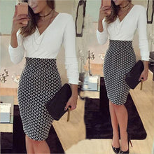 Charger l&#39;image dans la galerie, office lady elegant dress Women Formal Business Stretch Evening Slim Pencil Dress fashion plaid patchwork party dresses vestido