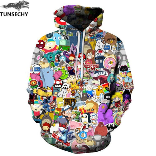 TUNSECHY Anime Hoodies Men/Women 3D Sweatshirts With Hat Hoody Unisex Anime Cartoon Hooded Fashion Brand Hoodies Sweatshirts